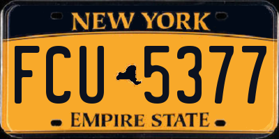 NY license plate FCU5377