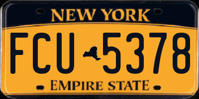 NY license plate FCU5378