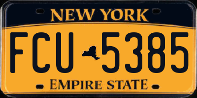 NY license plate FCU5385