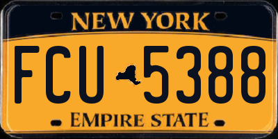 NY license plate FCU5388