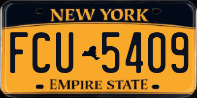 NY license plate FCU5409