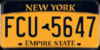 NY license plate FCU5647