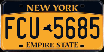 NY license plate FCU5685