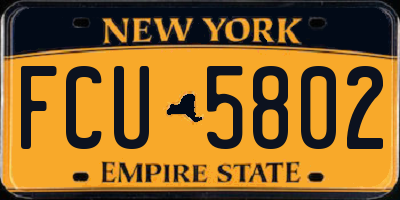 NY license plate FCU5802