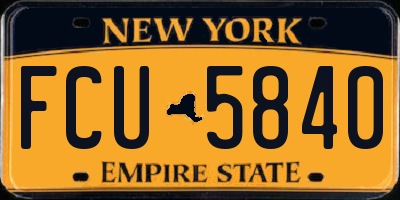 NY license plate FCU5840