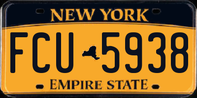 NY license plate FCU5938
