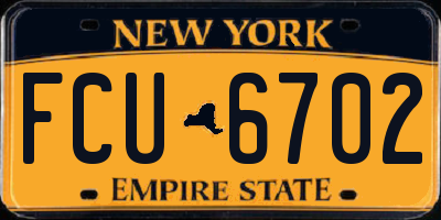 NY license plate FCU6702