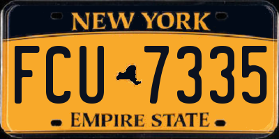 NY license plate FCU7335