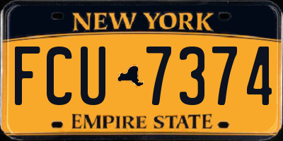 NY license plate FCU7374