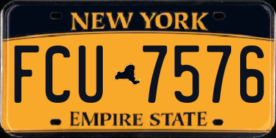 NY license plate FCU7576