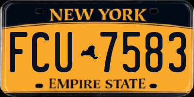 NY license plate FCU7583