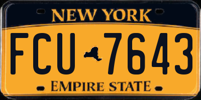 NY license plate FCU7643
