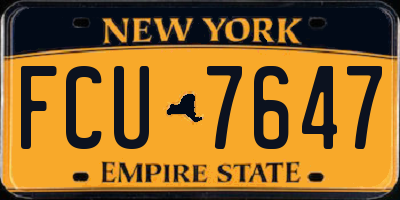 NY license plate FCU7647