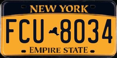 NY license plate FCU8034