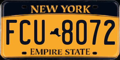 NY license plate FCU8072