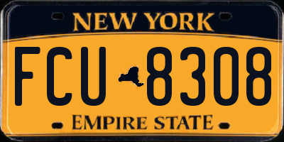 NY license plate FCU8308
