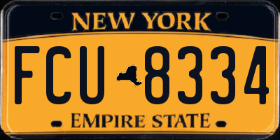 NY license plate FCU8334