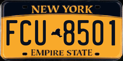 NY license plate FCU8501