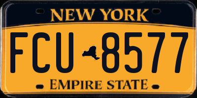NY license plate FCU8577
