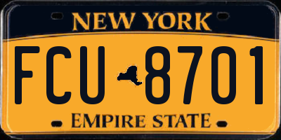 NY license plate FCU8701