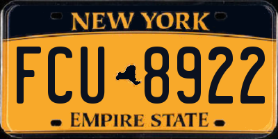NY license plate FCU8922