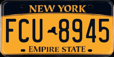 NY license plate FCU8945