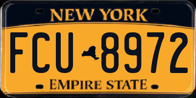 NY license plate FCU8972