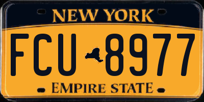 NY license plate FCU8977