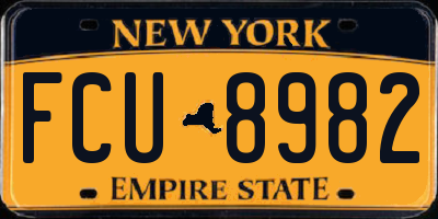 NY license plate FCU8982