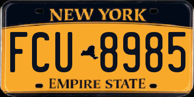 NY license plate FCU8985