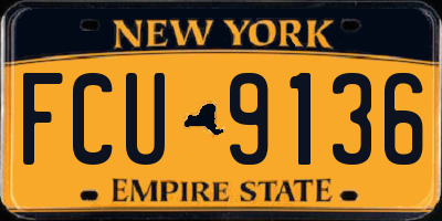 NY license plate FCU9136