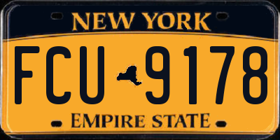 NY license plate FCU9178