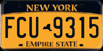NY license plate FCU9315