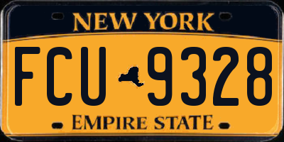 NY license plate FCU9328
