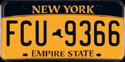 NY license plate FCU9366