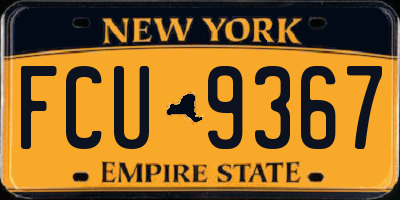 NY license plate FCU9367