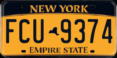 NY license plate FCU9374