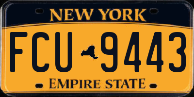 NY license plate FCU9443
