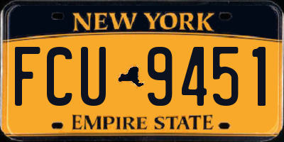 NY license plate FCU9451