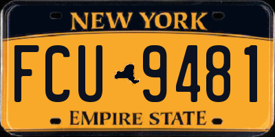 NY license plate FCU9481