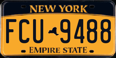 NY license plate FCU9488