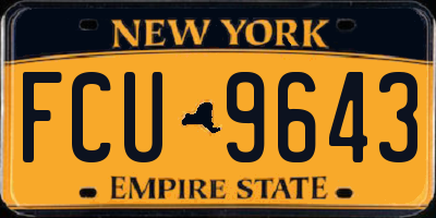 NY license plate FCU9643