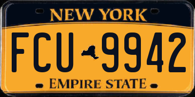 NY license plate FCU9942