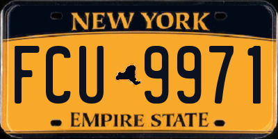 NY license plate FCU9971