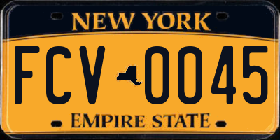 NY license plate FCV0045
