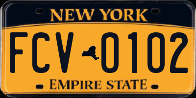 NY license plate FCV0102