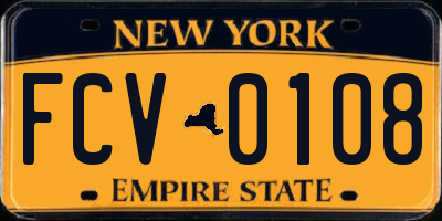 NY license plate FCV0108