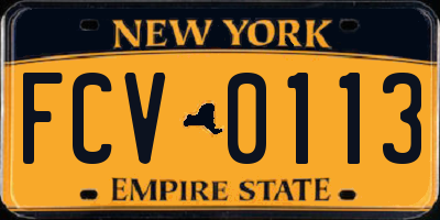 NY license plate FCV0113