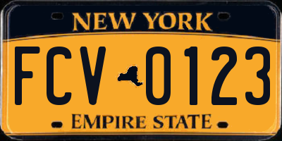 NY license plate FCV0123