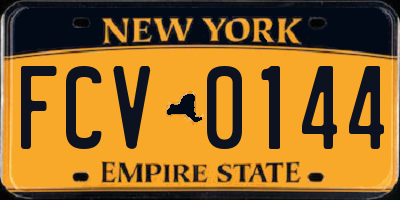 NY license plate FCV0144